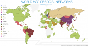 Mapa das Redes Sociais no mundo